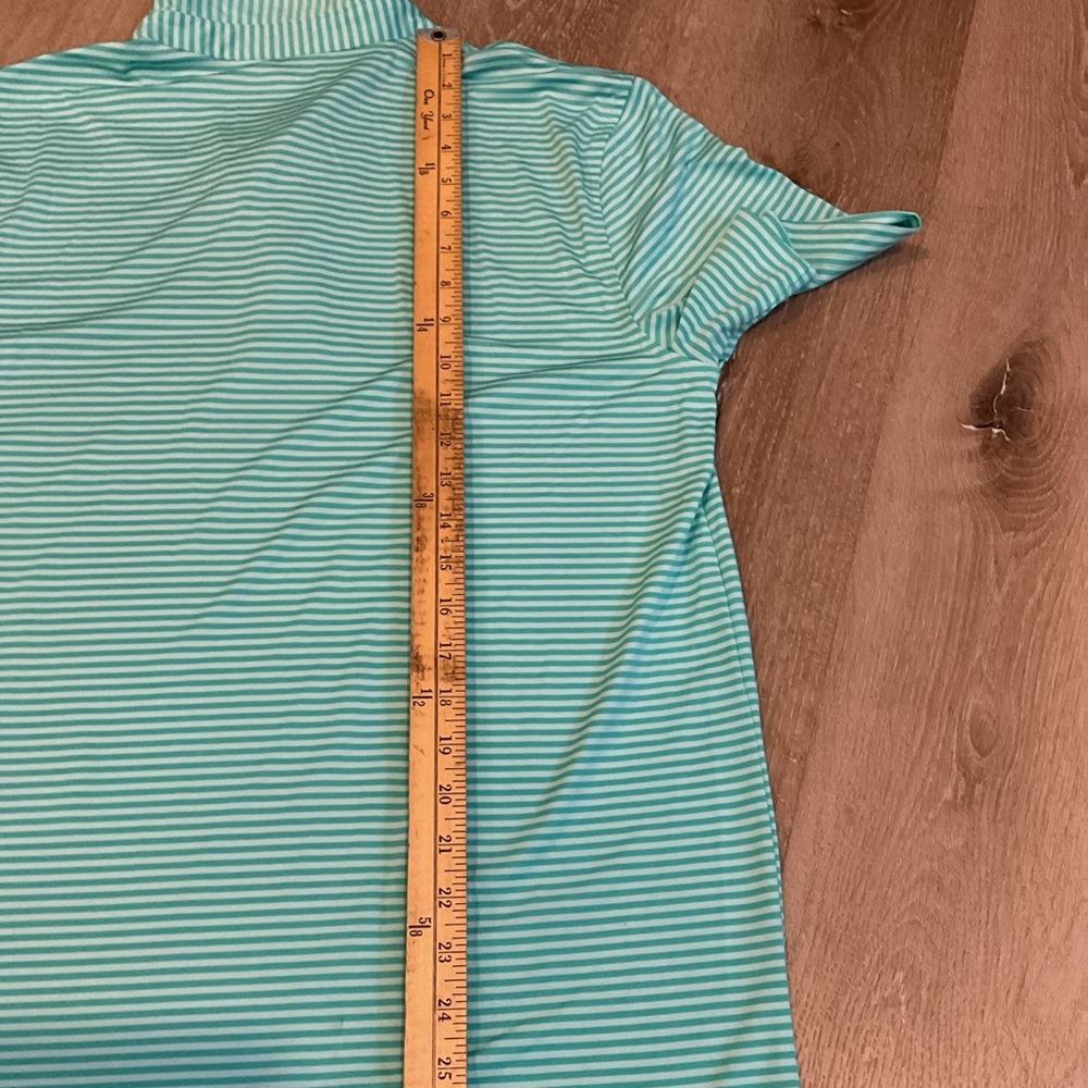 Croft & Barrow Performance Aqua Striped Short Sleeve Polo Shirt - Men’s Size Med - Picture 10 of 11